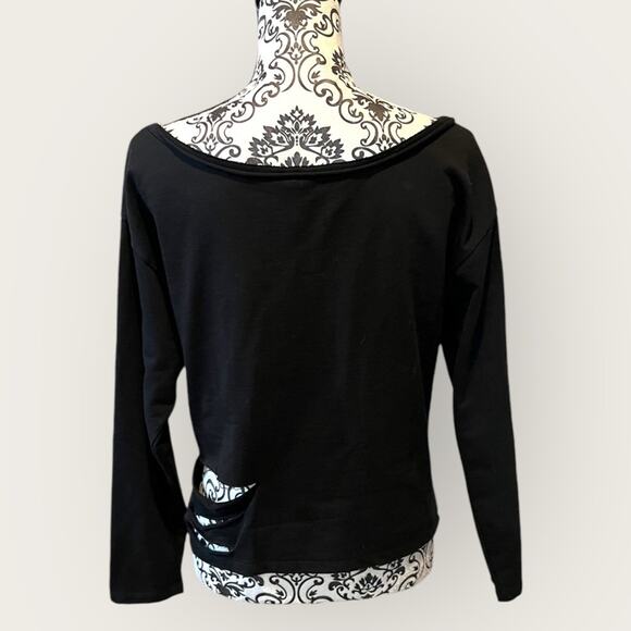 ASOS shredded cropped sweatshirt size 0 Black - Picture 2 of 11